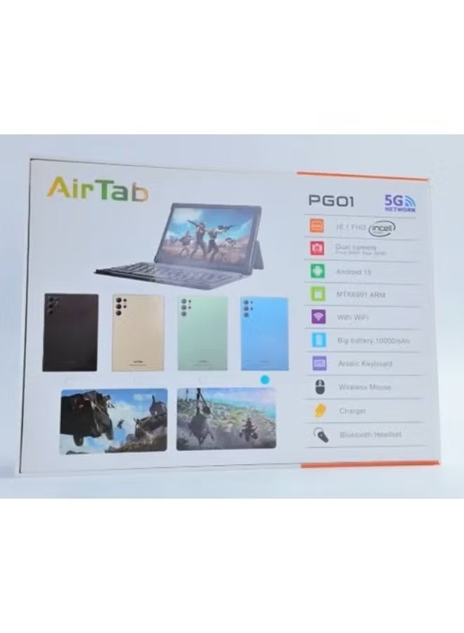 AIR TAB PG01 5G 10-Inch Tablet – Android 15, 24GB RAM, 1TB Storage, Octa-Core ARM Processor, 20MP + 36MP Cameras, 10000mAh Battery, Keyboard, Mouse, Headset & Charger – Blue - Image 3